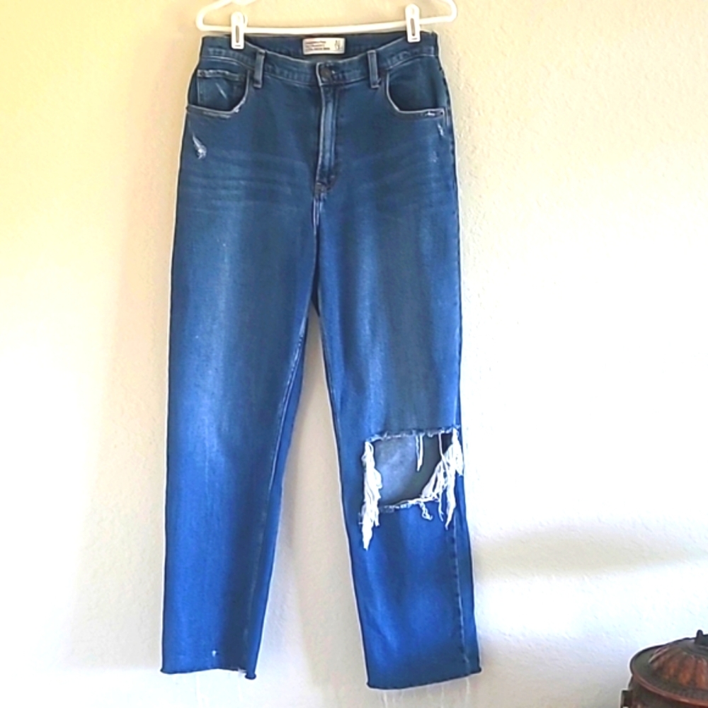 Abercrombie & Fitch 90S Straight Ultra High Rise Jeans 30X29 Altered Waist.
